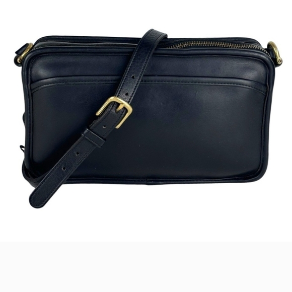 Vintage Coach Black Leather Crossbody Bag 9974 - Picture 1 of 17